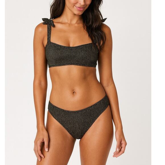 Ingear Other - Ingear Black & Gold Metallic Striped Bikini Set – XL